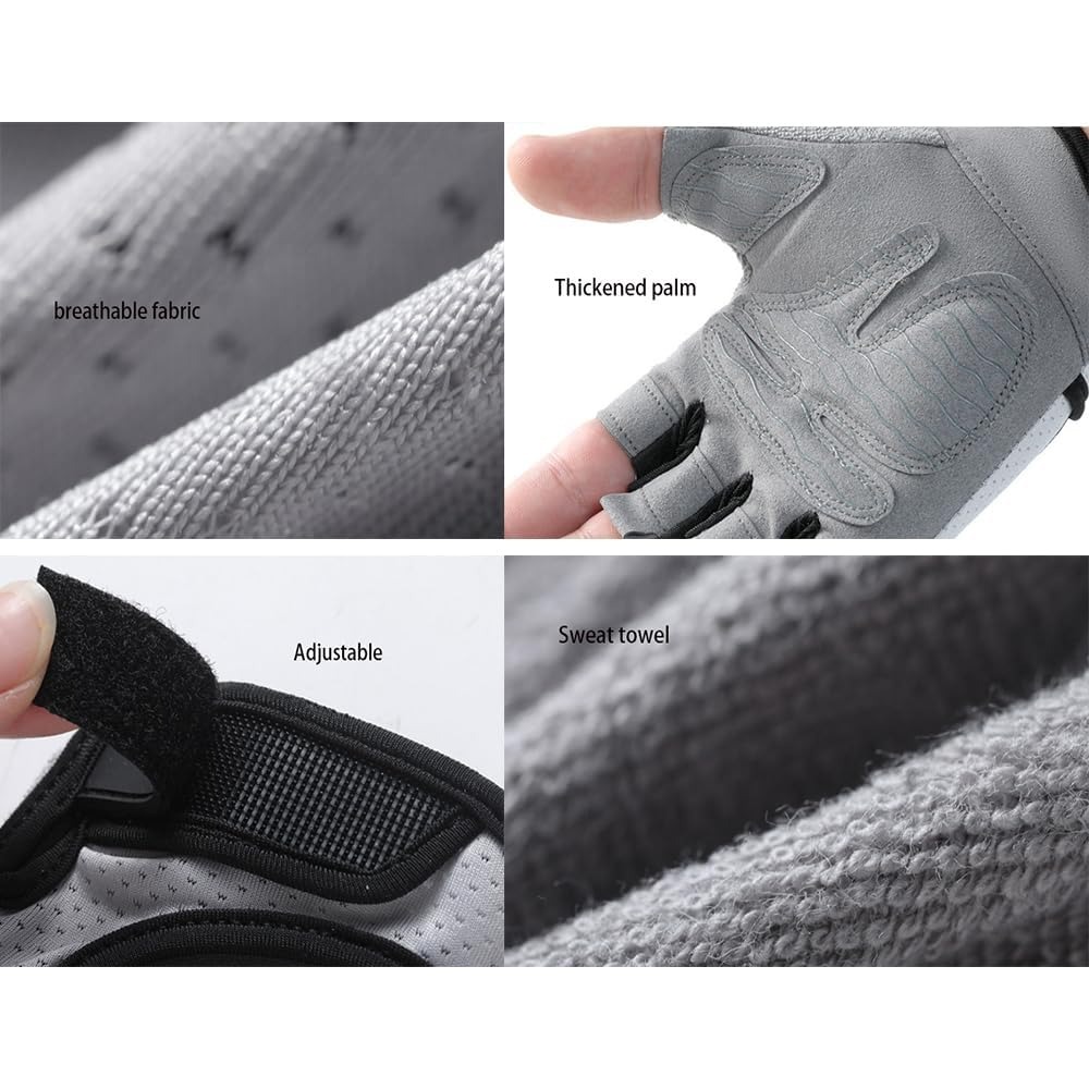Cycling Glove Padded - 女性用フィンガーレスワークアウトグローブ 軽量で通気性のあるジムトレーニンググローブ 滑り止めパームパッド付き ウェイトリフティング、クロスフィット、エクササイズ、フィットネス機器、サイクリング、ヨガ、ピラティス、ホームジムワークアウトに最適 女性に最適です。