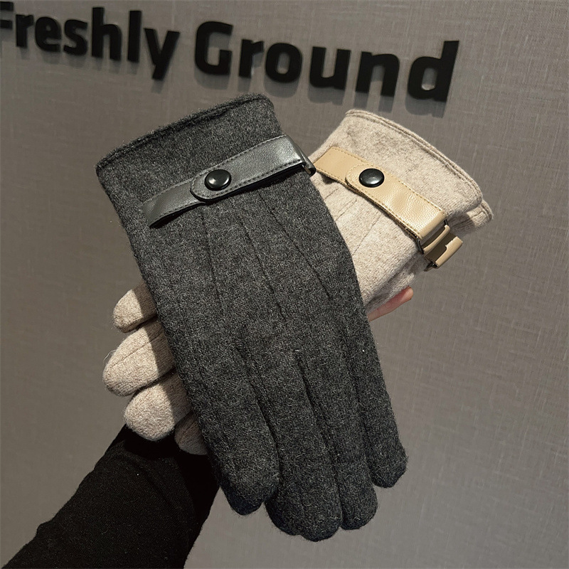Wool Glove Lined - 手袋 メンズ ウールフリース裏地付き タッチスクリーン 冬 ビジネス