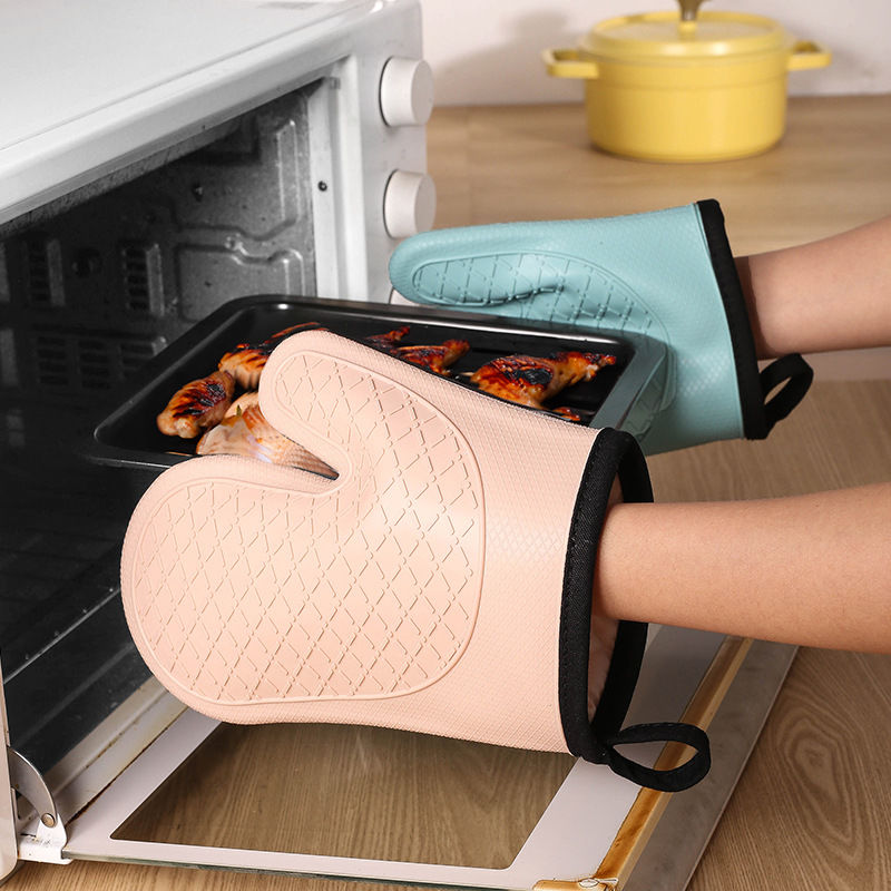 Oven Mitt Silicone - 2 個の断熱手袋、火傷防止電子レンジ手袋、高温耐性キッチンオーブン手袋