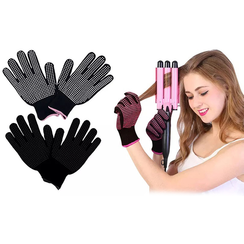 Heat Resistant Glove - 1Pc 新しい両面ヘアストレートナーパーマカーリング理髪耐熱フィンガーグローブヘアサロンスタイリンググローブ「