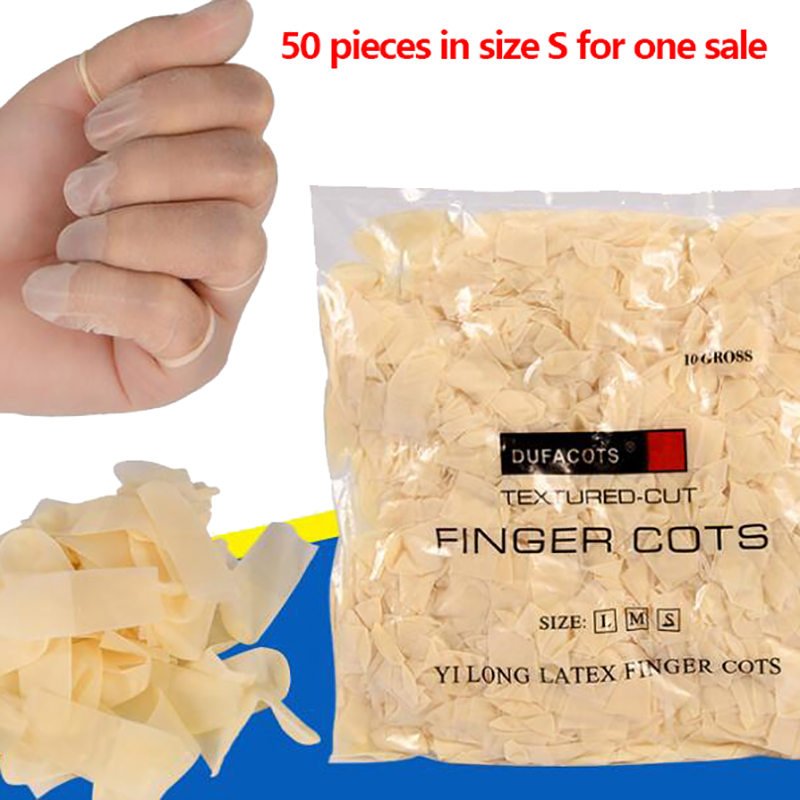 Latex Disposable Glove - 50 個/パック使い捨てラテックス指カバーゴム滑り止め帯電防止指サック指先プロテクター手袋ネイルアートツール