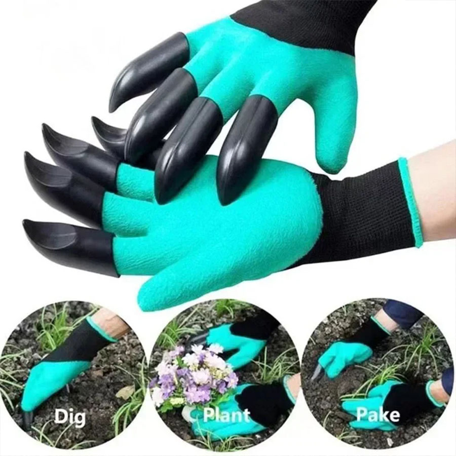 Gardening Glove Waterproof - 1 ペアの爪付きガーデニング手袋防水通気性作業用手袋掘削植栽ガーデニング庭仕事用耐久性のある滑り止め