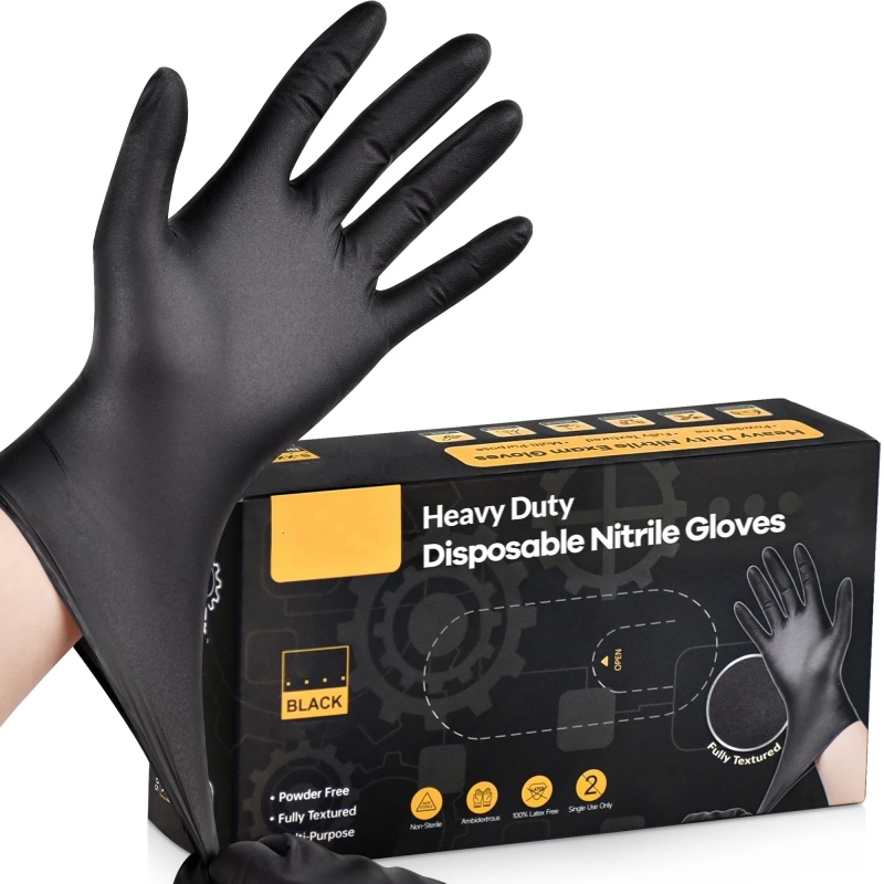 Nitrile Mechanic Glove - 20 個黒使い捨てニトリル手袋 4Mil ラテックス & パウダーフリーテクスチャ手袋工業用グレードメカニック自動車タトゥー手袋