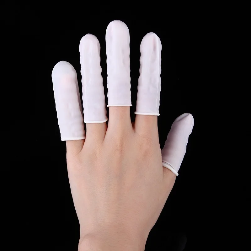 Latex Disposable Glove - 100 個使い捨てラテックス指サック白指先保護手袋ネイルアート指ぬき指カバーマニキュアアクセサリー