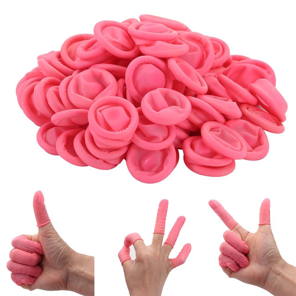 Latex Disposable Glove - 使い捨て天然ゴム手袋,帯電防止ラテックス手袋,指先プロテクター,ネイルアートツール,100個