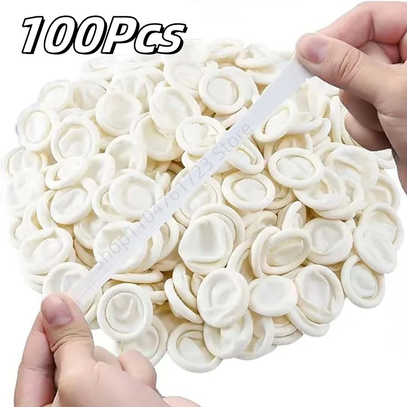 Latex Disposable Glove - 100 個使い捨てフィンガーカバーゴム手袋滑り止め帯電防止ラテックスフィンガーコット指先プロテクター指親指スリーブ