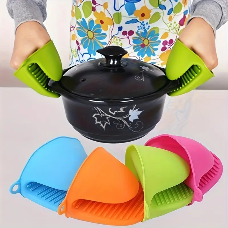 Oven Mitt Silicone - 2 個のシリコンポットホルダー手袋ノンスリップグリップキッチン用品抗火傷と断熱手袋必須のキッチンツール