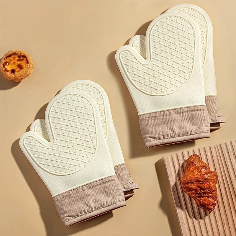 Oven Mitt Silicone - 耐熱シリコンオーブン用手袋1個 - 電子レンジ保護用の滑り止めグリップ付き二重層断熱キッチンミット