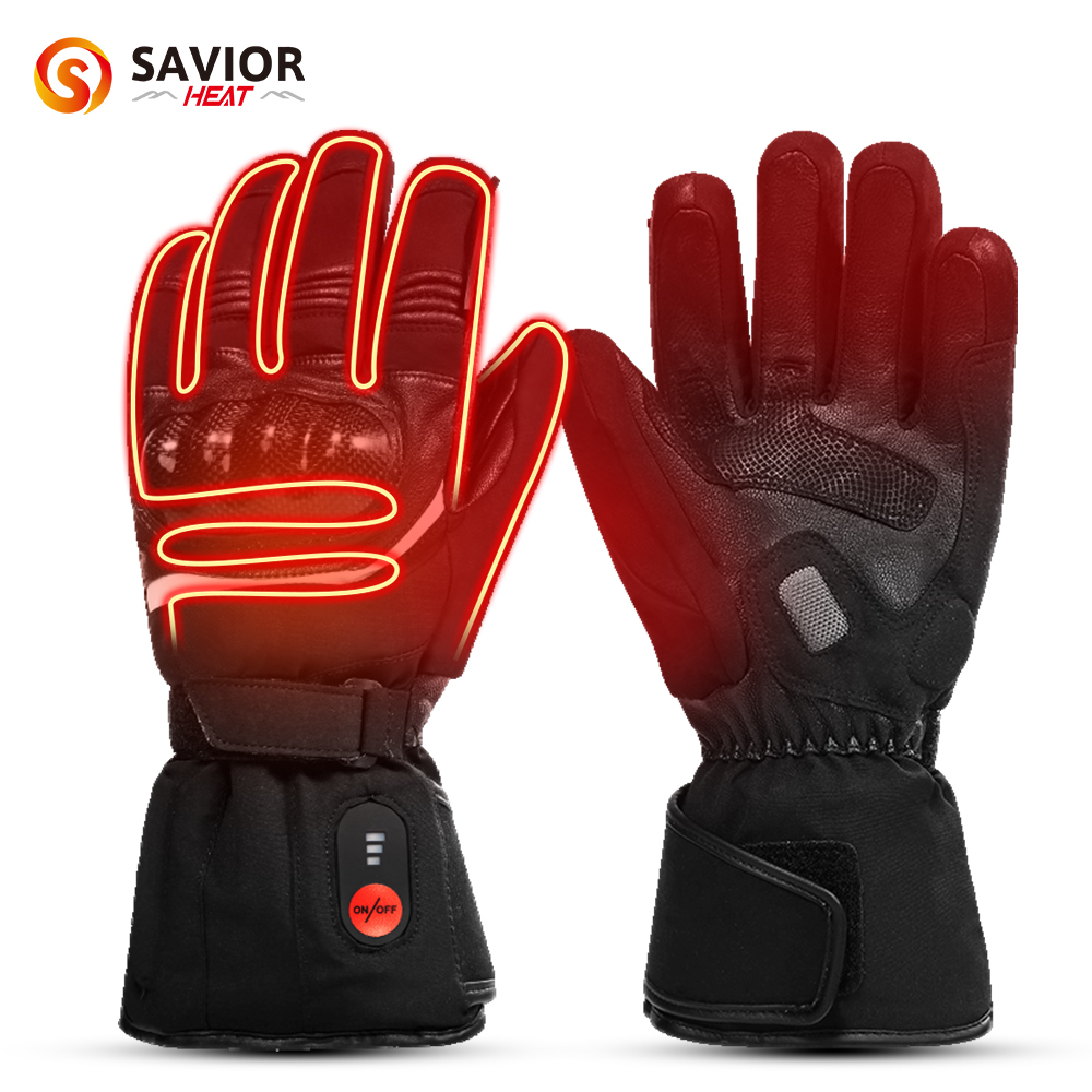 Heat Resistant Glove - 救世主-加熱されたオートバイ用手袋,100% 防水,自転車用,加熱されたウォーマー,手関節,革