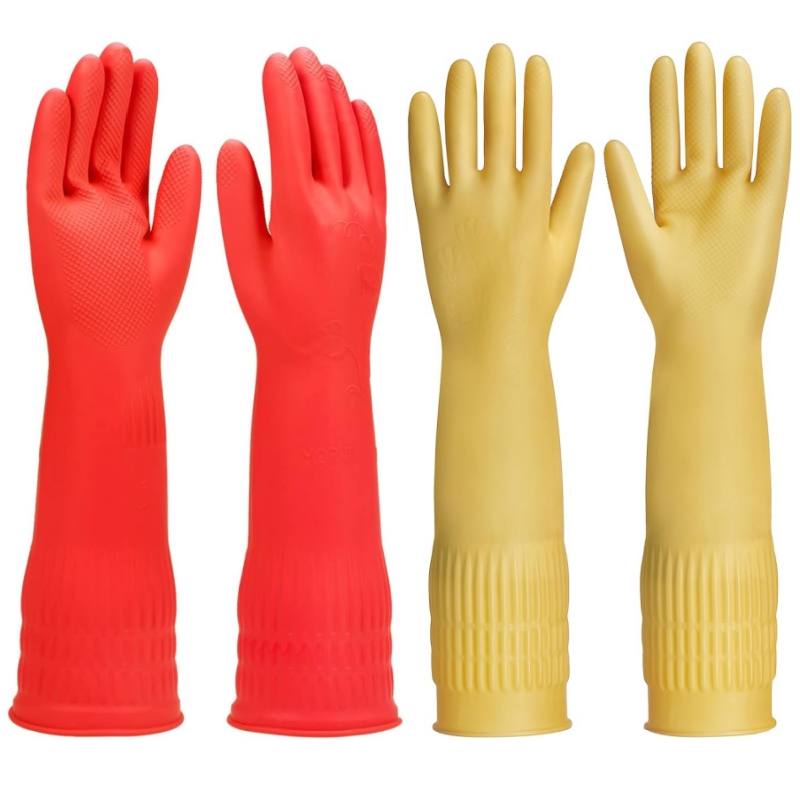 Dish Glove Rubber - 45CM エクストラロングゴム製クリーニンググローブ 滑り止め 再利用可能 キッチン洗浄ツール 家庭用