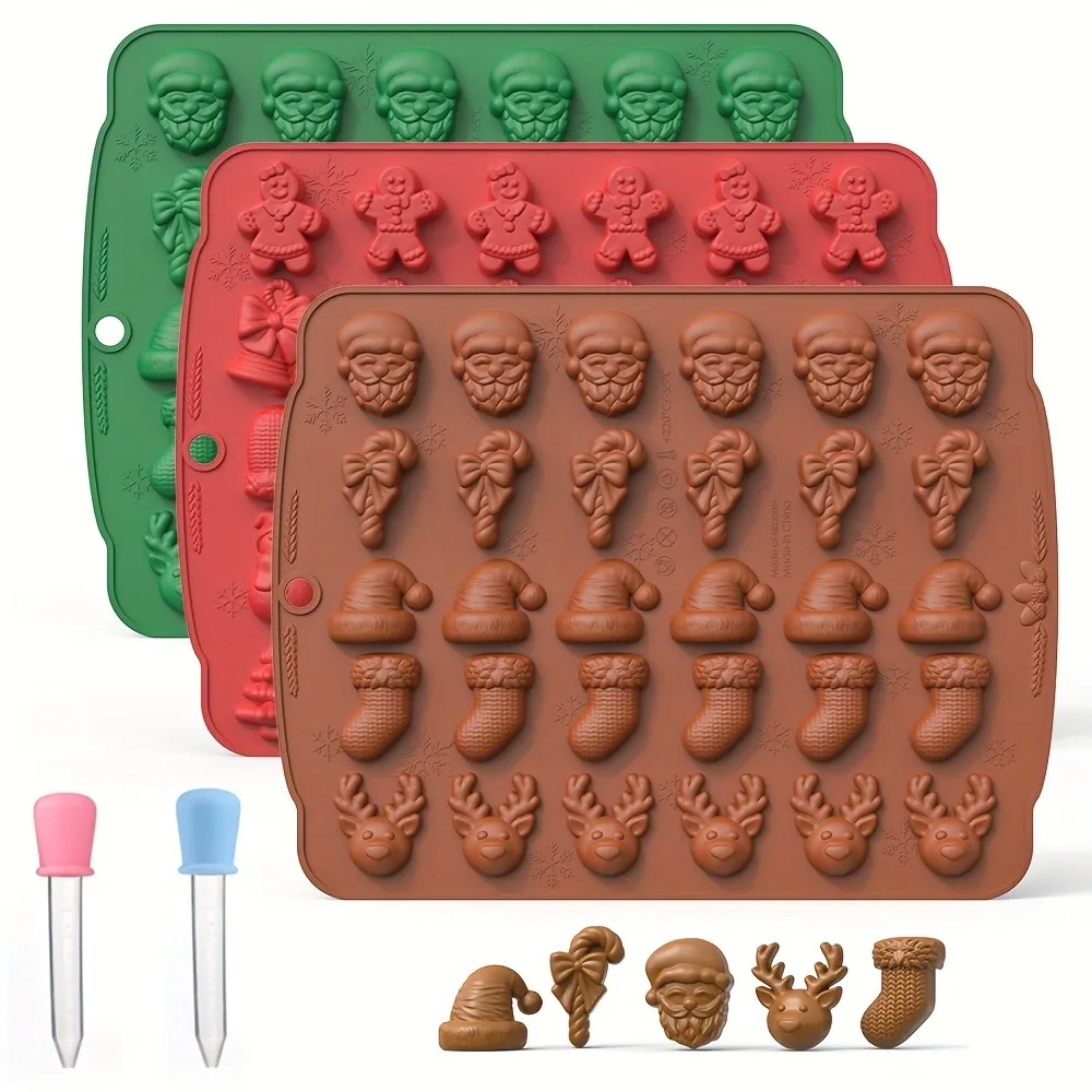 Oven Mitt Silicone - クリスマスシリコーンチョコレート型ジンジャーブレッドマンクリスマスツリー雪だるま手袋グミキャンドル型キッチンパーティー DIY ベーキングツール