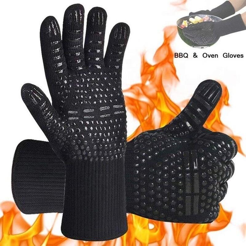 Oven Mitt Silicone - キッチンオーブン用シリコン保護手袋,耐熱性と爆発性,滑り止め,断熱,高温,bbq1472度