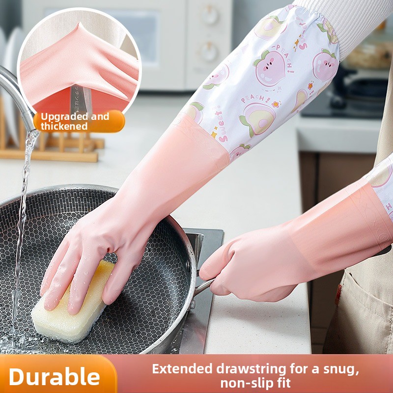 Dish Glove Rubber - 冬用暖かい防水食器洗い用手袋、フリース裏地付き厚手ゴムラテックス製キッチン用耐久性のある家事用手袋