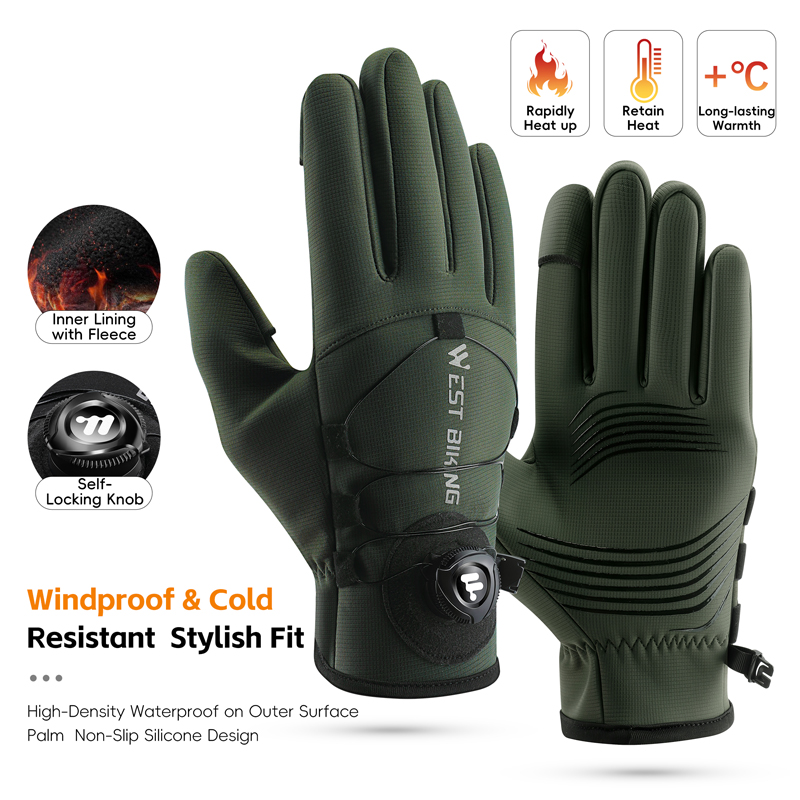 Winter Glove Insulated - 冬用バイクグローブ 磁気クイックリリース 断熱タッチスクリーンフィンガー 寒い天候での通勤用サイクリンググローブ