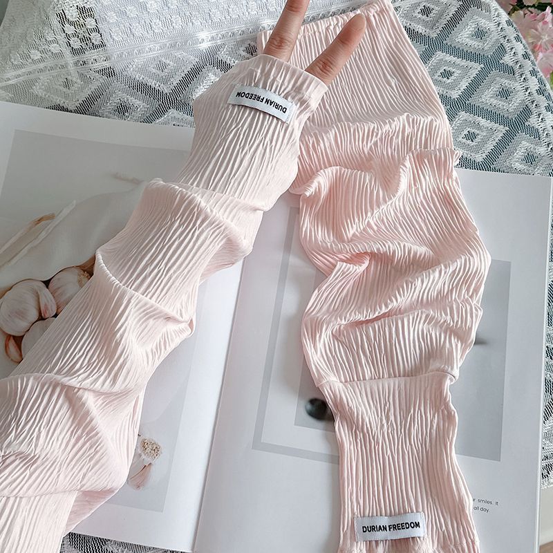 Fingerless Glove Knit - 夏用ルーズアイスシルクUVカットスリーブ、フィンガーレスグローブ、通気性日焼け止めハンドスリーブ、女性用アウトドアライディングアームカバー