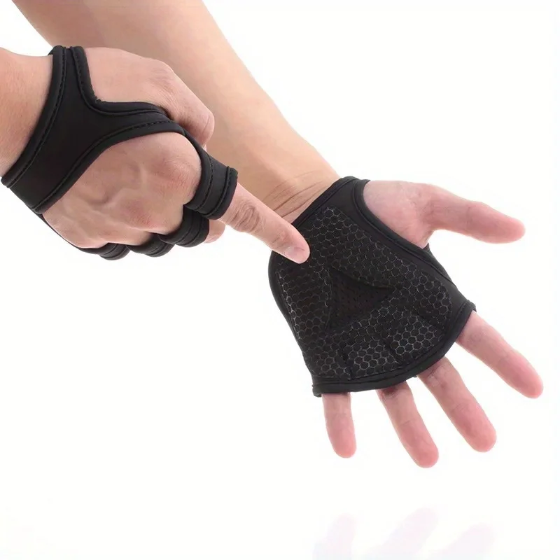 Workout Glove Gym - 男性と女性のためのフィットネスグローブ,滑り止め,ハーフフィンガー,手首サポート,ボディービル,フィットネス,ウェイトリフティング,2個