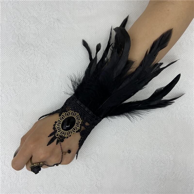 Motorcycle Glove Knuckle - ハロウィーンのフェザーグローブ,指なし,ミトン,ゴシックスタイル,ファッショナブル,真ちゅう製バックル付き