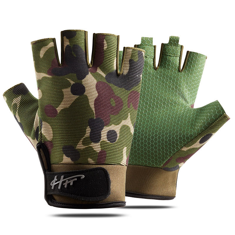 Cycling Glove Padded - ハーフフィンガー滑り止めフィッシンググローブ,1ペア,通気性,高弾性,サイクリング,アウトドア,防水フィッシンググローブ