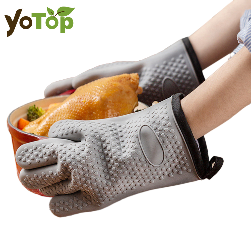 Oven Mitt Silicone - 耐熱シリコン手袋電子レンジベーキング手袋キッチン火傷防止滑り止めシリコーンバーベキュー断熱ミット
