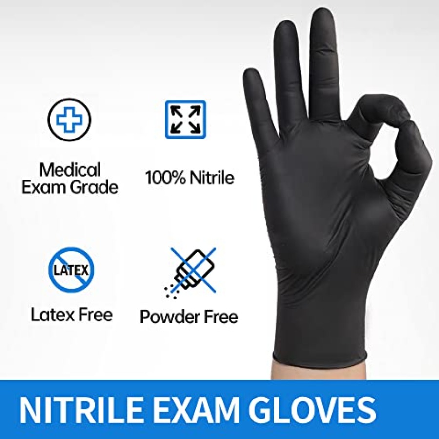 医療用ブラックニトリル検査用手袋 - ラテックスフリー、パウ - Exam Glove Nitrile のレビューと価格