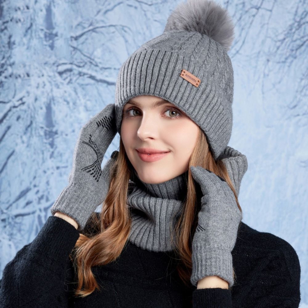 3点セット ハイキング用 無地 帽子 スカーフ 手袋 セット - Wool Glove Lined のレビューと価格
