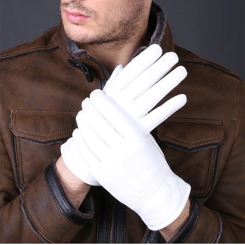 2025 冬の本革白手袋男性女性保温固体手首ラムスキンドライ - Leather Driving Glove のレビューと価格