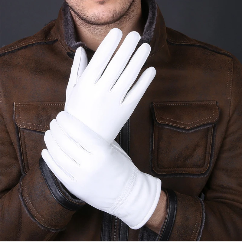 2025 冬の本革白手袋男性女性保温固体手首ラムスキンドライ - Leather Driving Glove のレビューと価格