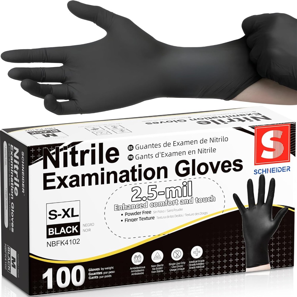 使い捨て黒色ニトリルグローブ パウダーフリー ラテックスフリ - Exam Glove Nitrile のレビューと価格