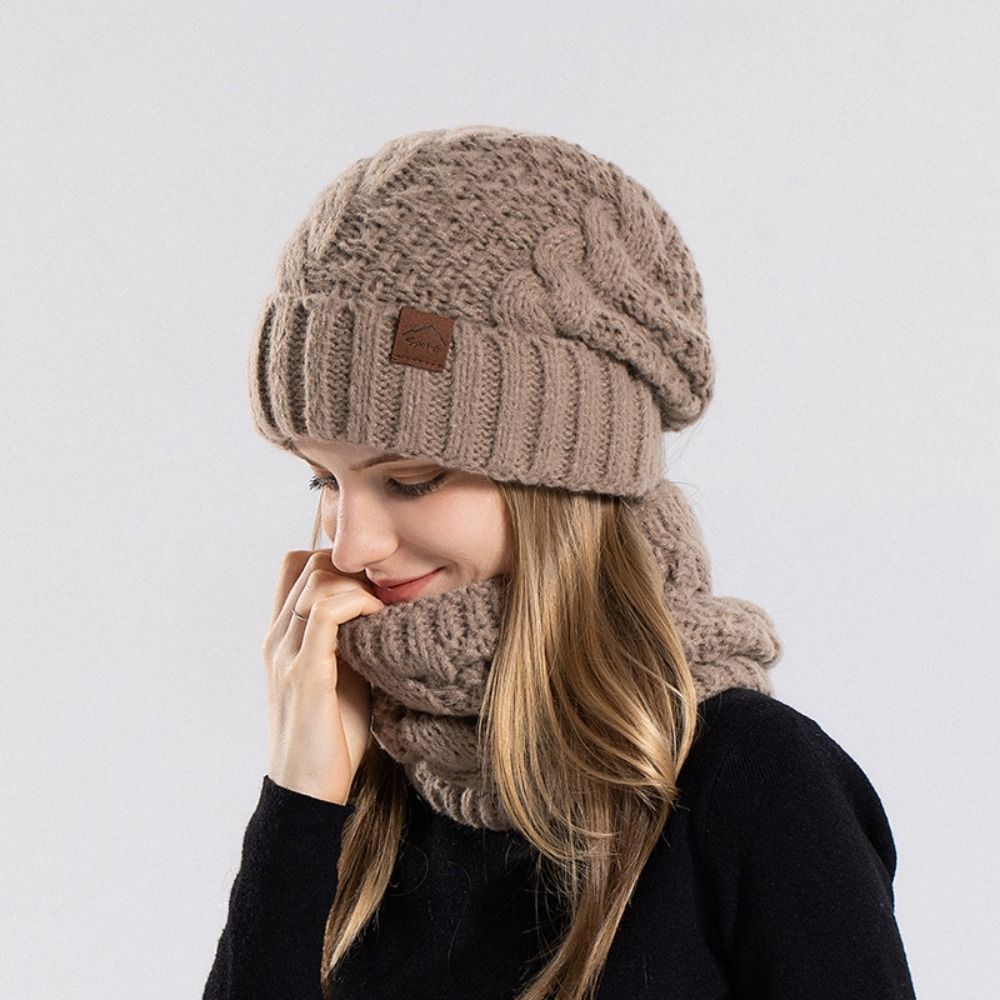 ソフトな冬用ビーニー帽とスカーフのセット、フリース裏地付きネ - Wool Glove Lined のレビューと価格