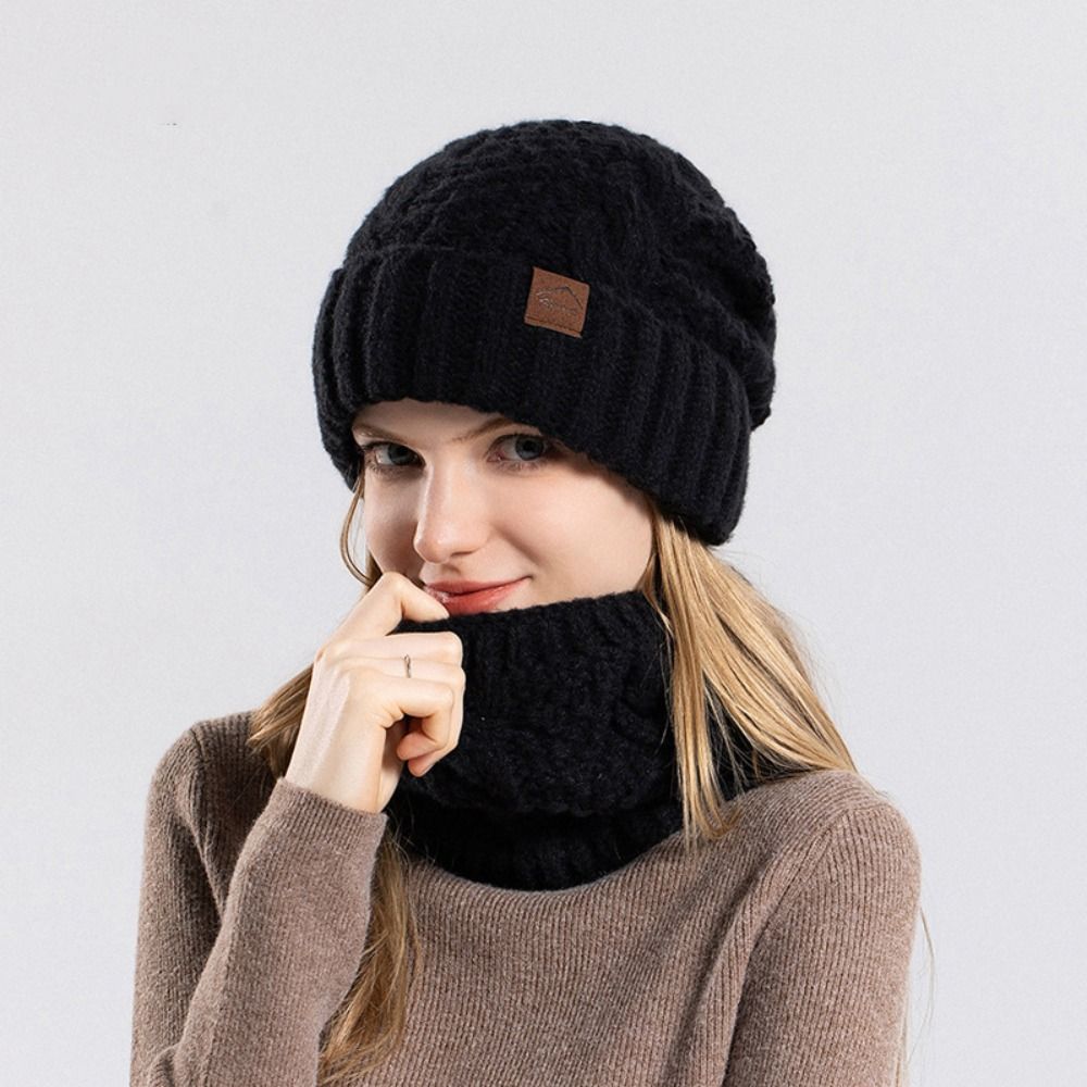 ソフトな冬用ビーニー帽とスカーフのセット、フリース裏地付きネ - Wool Glove Lined のレビューと価格