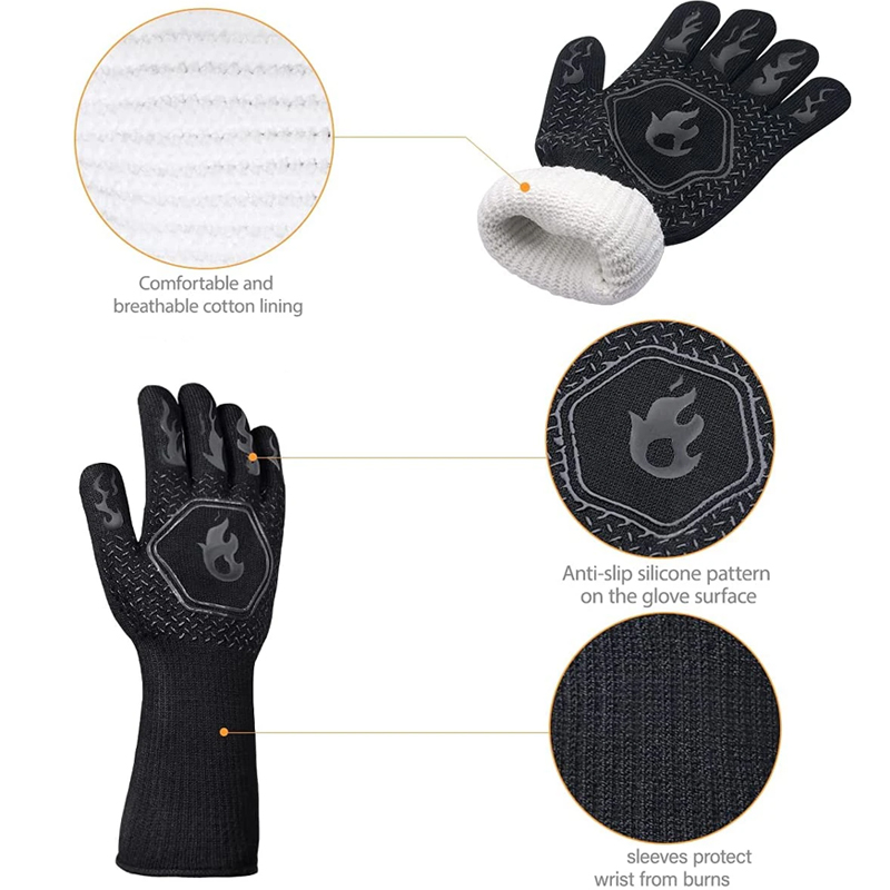 1組のオーブングローブ、オーブンミット、耐熱耐火性滑り止めシ - Heat Resistant Glove のレビューと価格