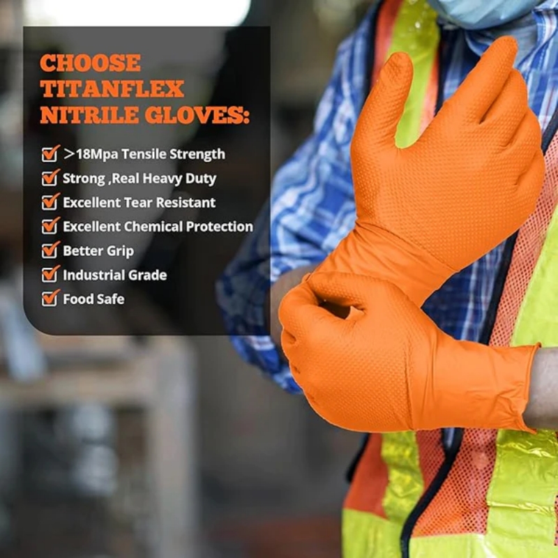 ヘビーデューティーオレンジニトリルグローブ 8ミル 産業用使 - Nitrile Mechanic Glove のレビューと価格