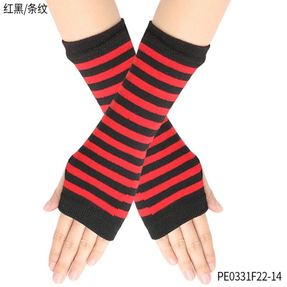 PESENAR レッドブラックストライプフィンガーレスグロー - Fingerless Glove Knit のレビューと価格