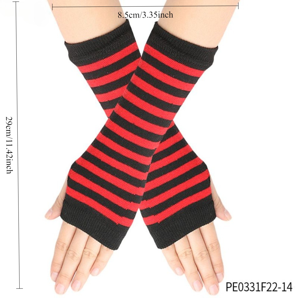 PESENAR レッドブラックストライプフィンガーレスグロー - Fingerless Glove Knit のレビューと価格