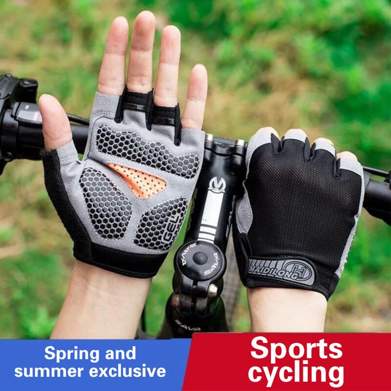 ハーフフィンガーサイクリンググローブ男性女性アンチスリップシ - Cycling Glove Padded のレビューと価格