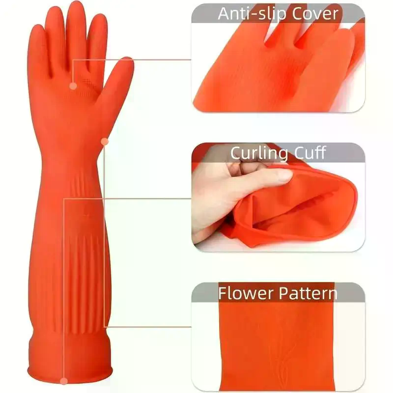 長持ちする再利用可能なゴム製食器洗い用手袋、滑り止め付き家庭 - Dish Glove Rubber のレビューと価格