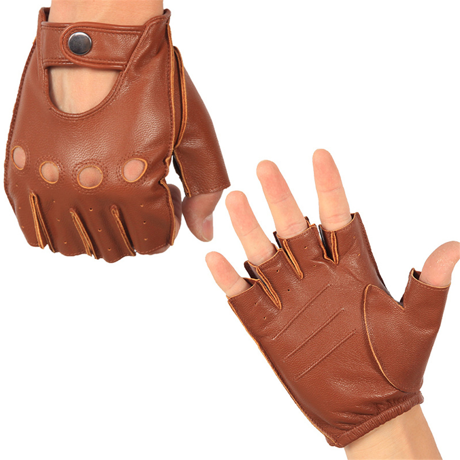 高品質男性のハーフフィンガーグローブ通気性ノンスリップフィッ - Leather Driving Glove のレビューと価格