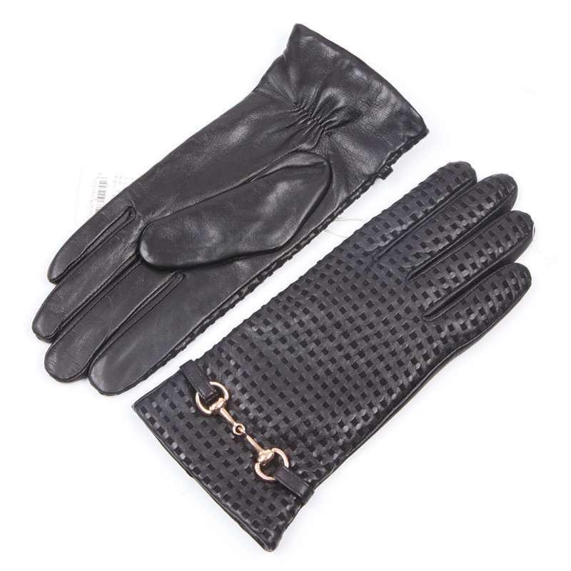 本革手袋女性熱輸入秋冬シープスキンウールニット裏地金属装飾女 - Wool Glove Lined のレビューと価格