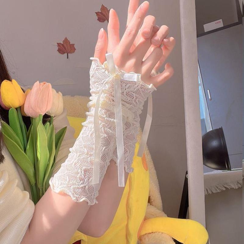 女性ゴシックメッシュ指なし手袋弾性レースロリータ JK パン - Fingerless Glove Knit のレビューと価格