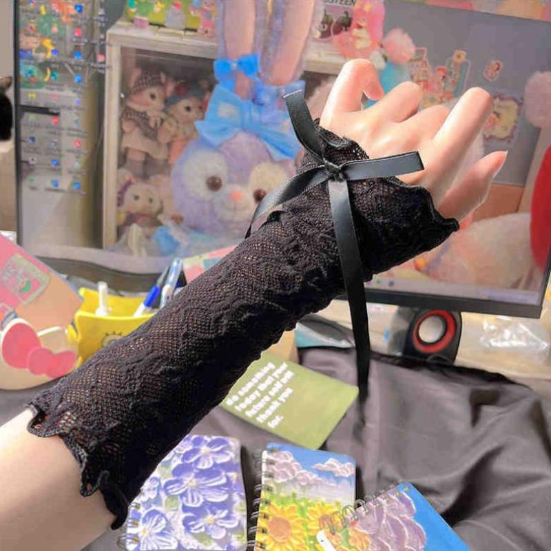 女性ゴシックメッシュ指なし手袋弾性レースロリータ JK パン - Fingerless Glove Knit のレビューと価格