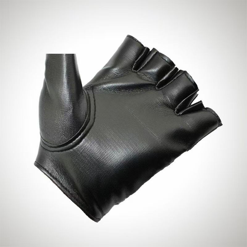 男性ユニセックス人工皮革ハーフフィンガーグローブ演劇パンクヒ - Leather Driving Glove のレビューと価格