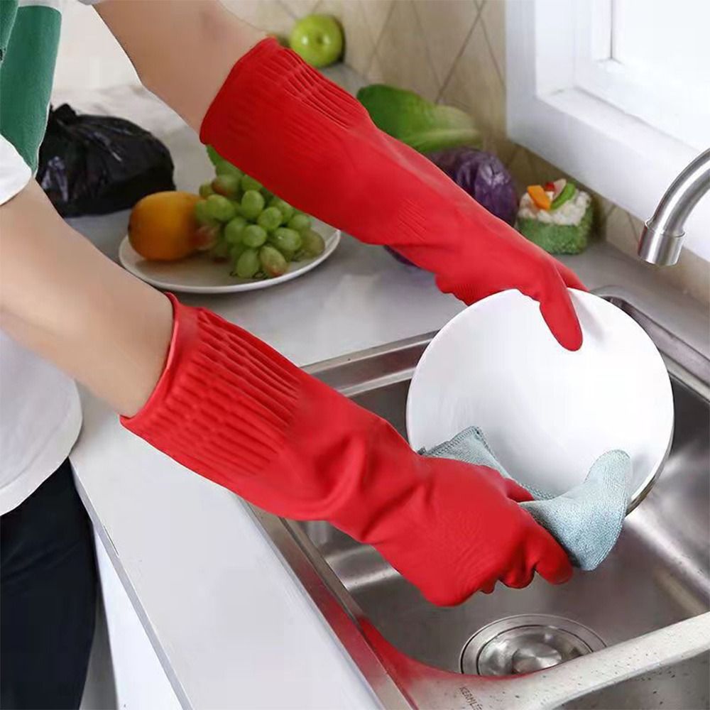 追加の長いカフ付きの頑丈なゴム手袋、安全性の手袋、車の洗濯、 - Dish Glove Rubber のレビューと価格