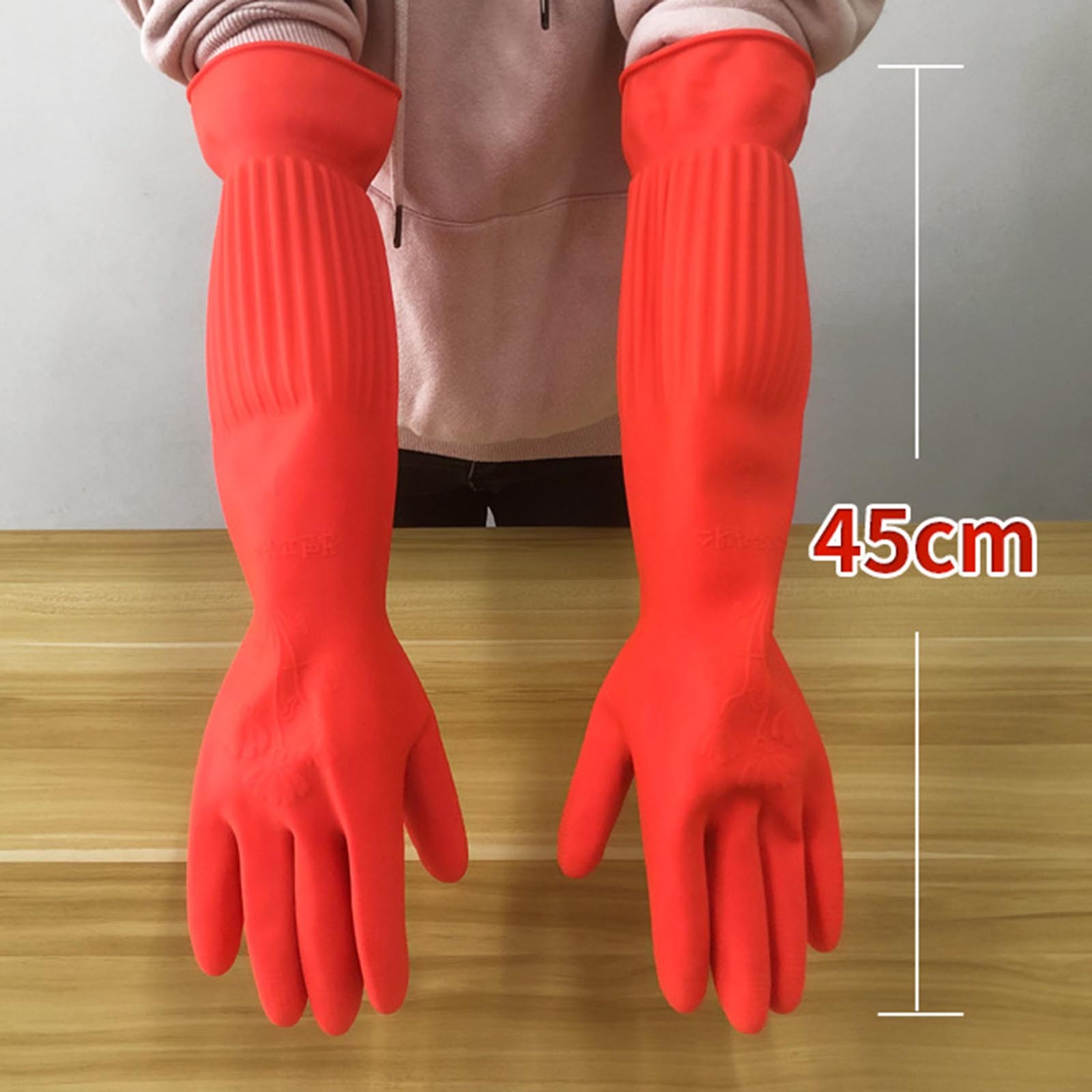 1 ペア柔軟な快適なゴムクリーン手袋赤い皿洗いロングホームバ - Dish Glove Rubber のレビューと価格
