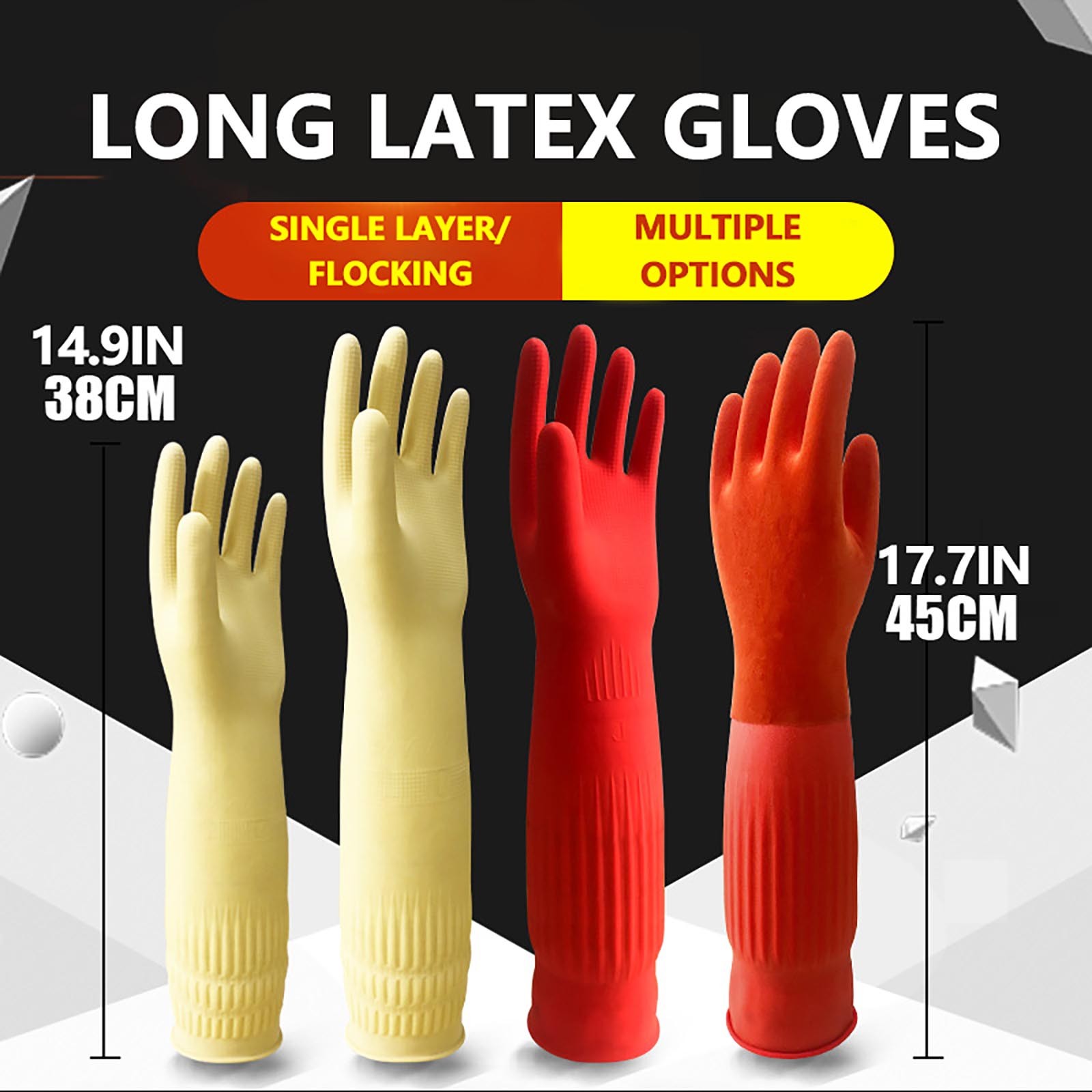 1 ペア柔軟な快適なゴムクリーン手袋赤い皿洗いロングホームバ - Dish Glove Rubber のレビューと価格