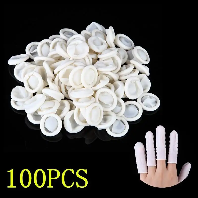 100 個使い捨てラテックス指サック白指先保護手袋ネイルアー - Latex Disposable Glove のレビューと価格