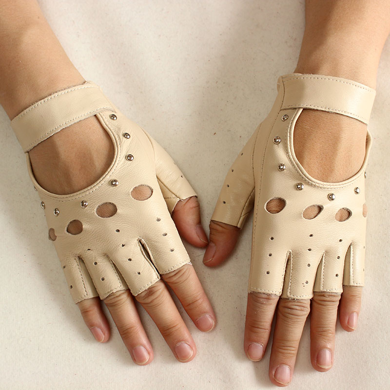 女性用レザーハーフフィンガーグローブ 薄い単層構造で通気性が - Leather Driving Glove のレビューと価格