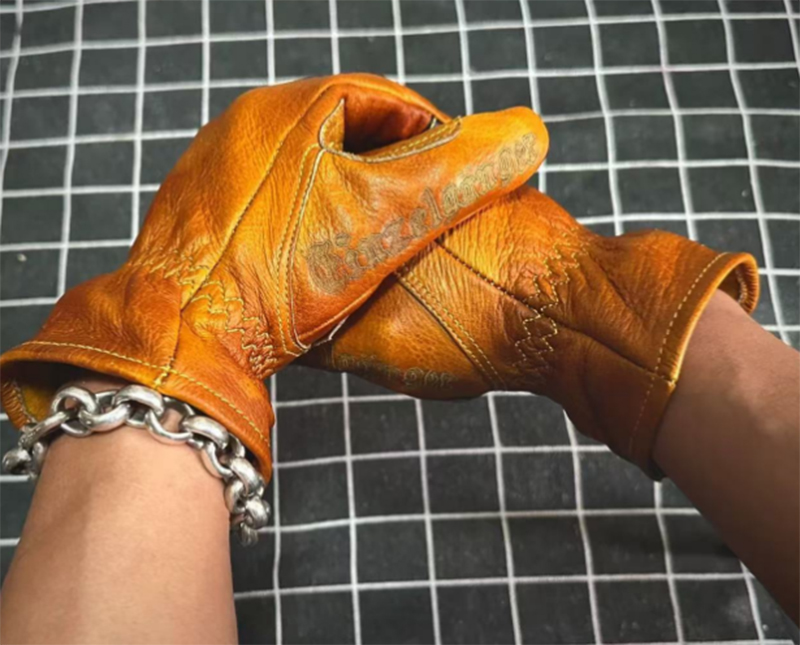 レトロなオートバイの手袋,本革,手作り,フルフィンガー,タッ - Motorcycle Glove Knuckle のレビューと価格