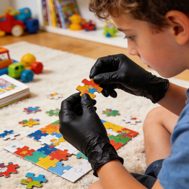 子供用黒ニトリル使い捨て手袋 4-12 歳用 3.5mil  - Nitrile Mechanic Glove のレビューと価格