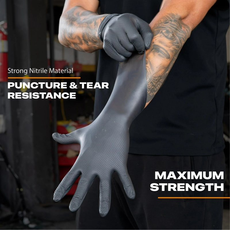ブラックヘビーデューティーニトリル使い捨て手袋工業用8ミルダ - Nitrile Mechanic Glove のレビューと価格