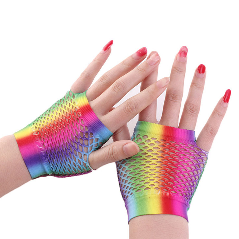 女性用ショートメッシュ網タイツグローブ,穴あき,派手,ディス - Fingerless Glove Knit のレビューと価格